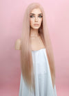 24" Long Straight Ash Pink Lace Front Remy Natural Hair Wig HH137