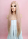 24" Long Straight Ash Pink Lace Front Remy Natural Hair Wig HH137