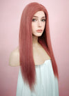 22" Long Straight Pink Lace Front Remy Natural Hair Wig HH138