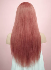 22" Long Straight Pink Lace Front Remy Natural Hair Wig HH138 - wifhair