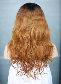 16" Long Wavy Blonde With Dark Roots Full Lace Remy Natural Hair Wig HH141 - wifhair