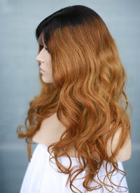 16" Long Wavy Blonde With Dark Roots Full Lace Remy Natural Hair Wig HH141 - wifhair