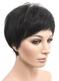 6" Short Layer Natural Black Mono Crown Remy Natural Hair Wig HH153 - wifhair