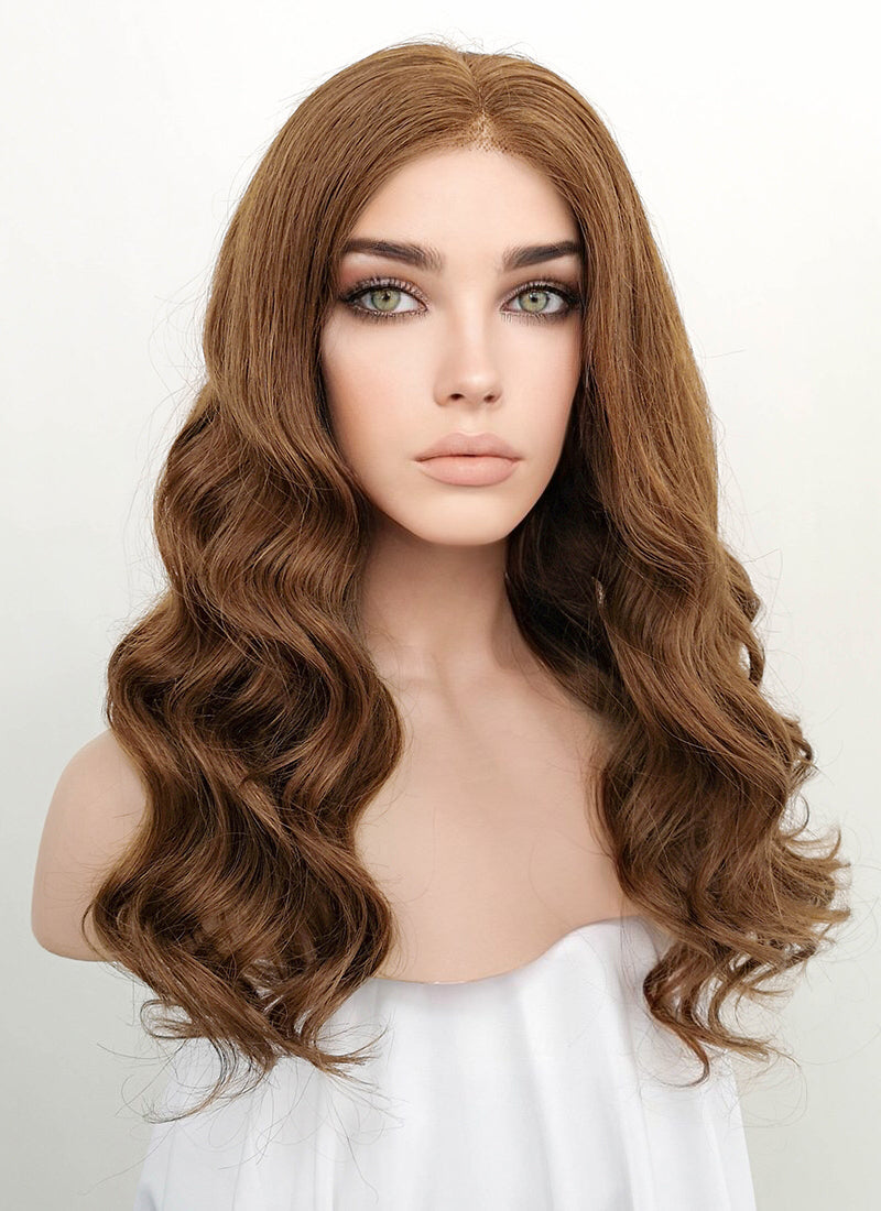 Lace front wig light brown top