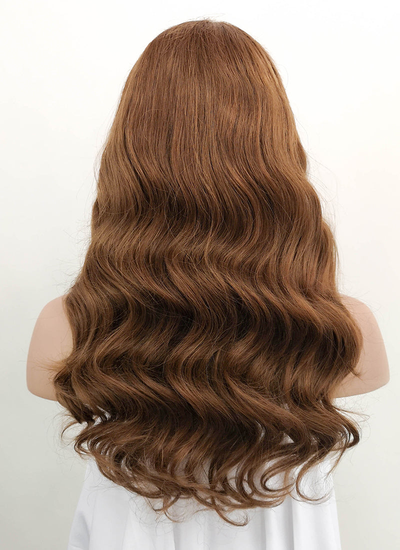 16" Long Wavy Brown Lace Front Remy Natural Hair Wig HH173 - wifhair