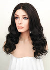16" Long Wavy Black Lace Front Remy Natural Hair Wig HH174