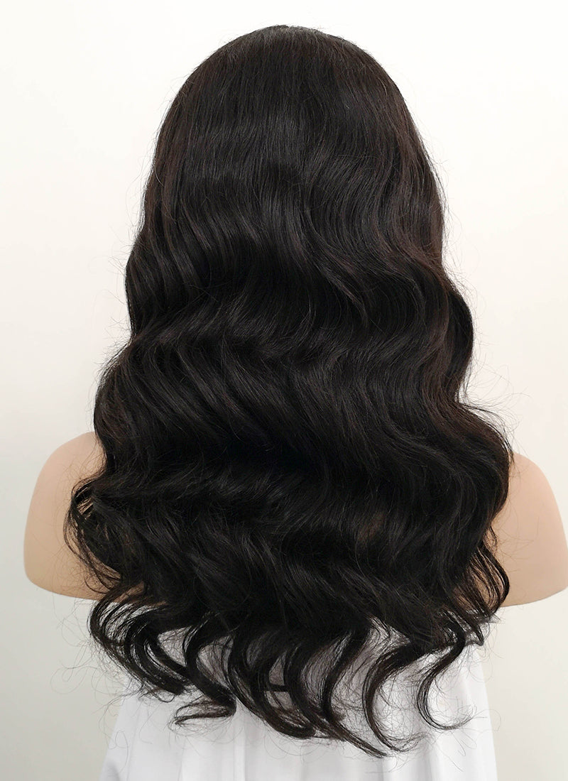 16" Long Wavy Black Lace Front Remy Natural Hair Wig HH174 - wifhair