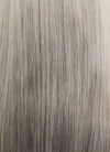 18" Long Straight Grey With Brown Roots Lace Front Remy Natural Hair Wig HH175 - wifhair