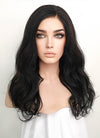 16" Medium Wavy Black Lace Front Remy Natural Hair Wig HH176
