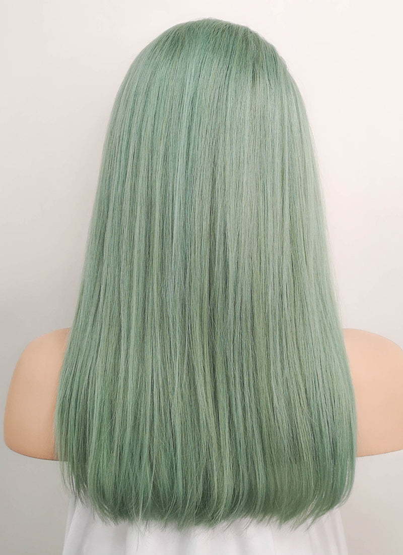 14" Medium Straight Light Green Lace Front Remy Natural Hair Wig HH179 - wifhair
