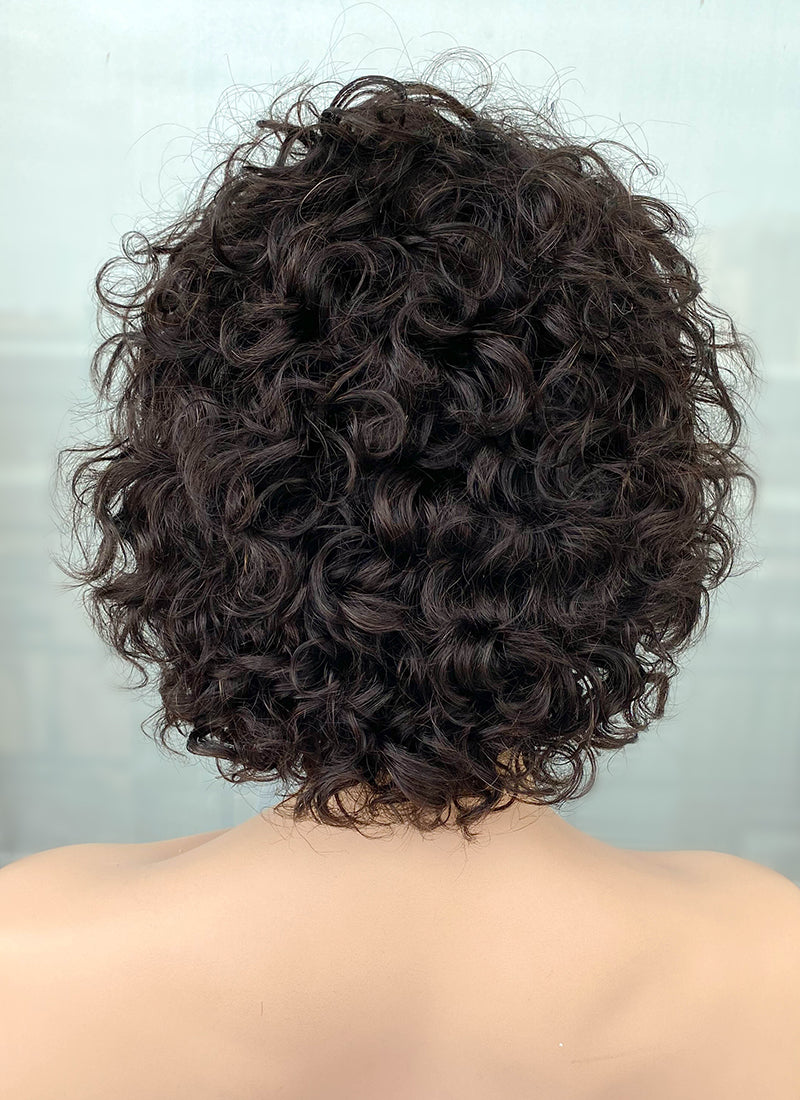 8" Short Curly Black Bob Lace Front Remy Natural Hair Wig HH183 - wifhair