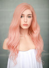 16" Medium Wavy Rose Pink Lace Front Remy Natural Hair Wig HH186