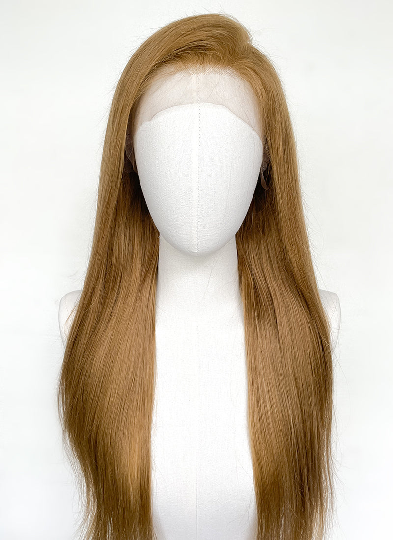 22" Long Straight Brown Lace Front Remy Natural Hair Wig HH199