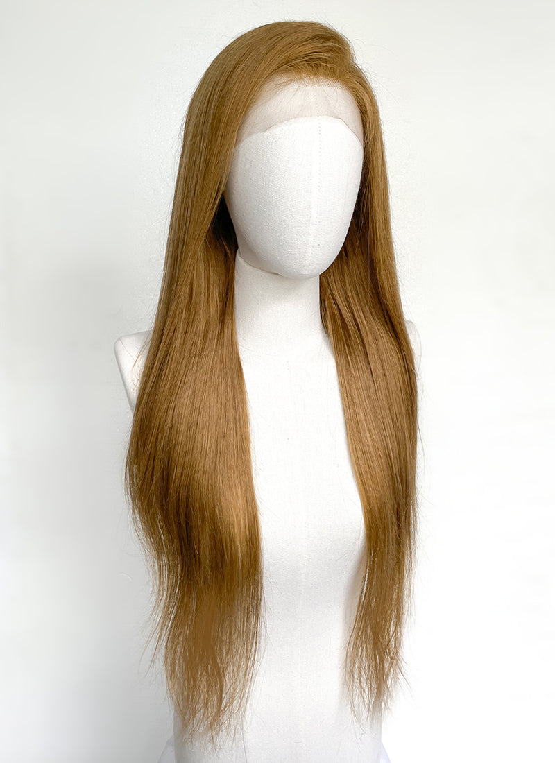 22" Long Straight Brown Lace Front Remy Natural Hair Wig HH199