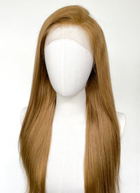 22" Long Straight Brown Lace Front Remy Natural Hair Wig HH199