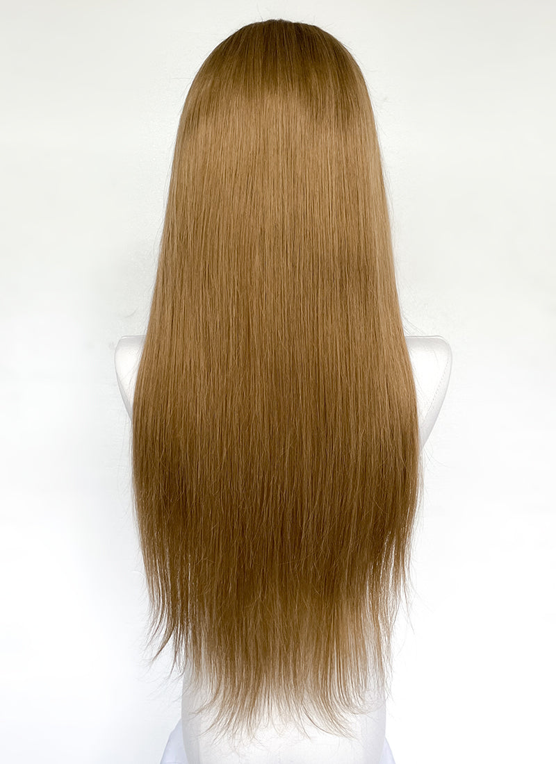 22" Long Straight Brown Lace Front Remy Natural Hair Wig HH199