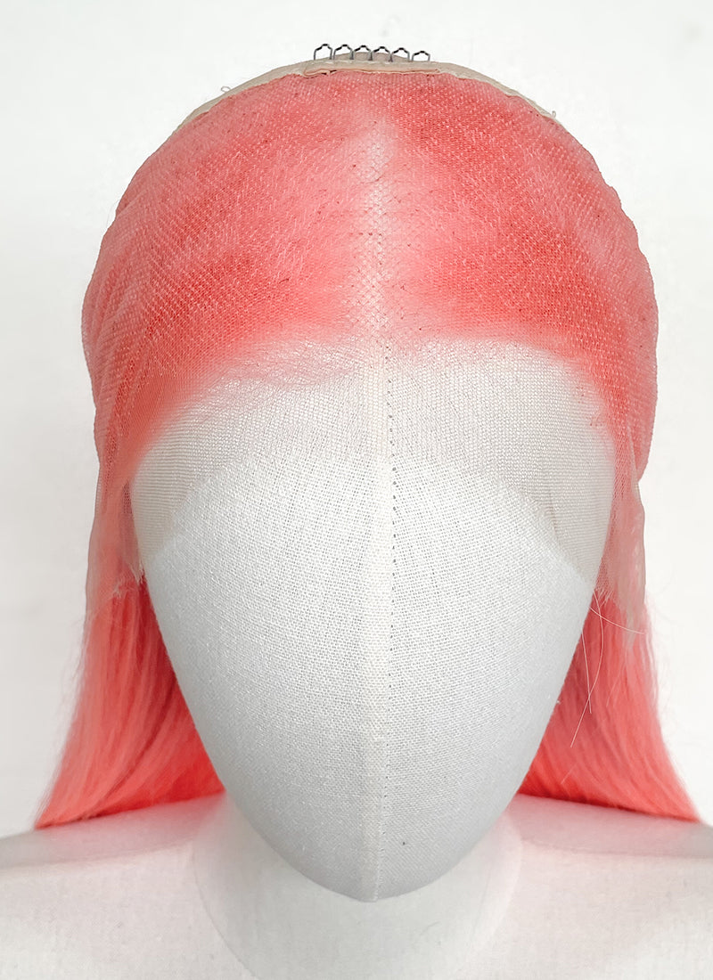 22" Long Straight Pink Lace Front Remy Natural Hair Wig HH200