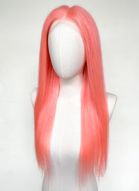 22" Long Straight Pink Lace Front Remy Natural Hair Wig HH200