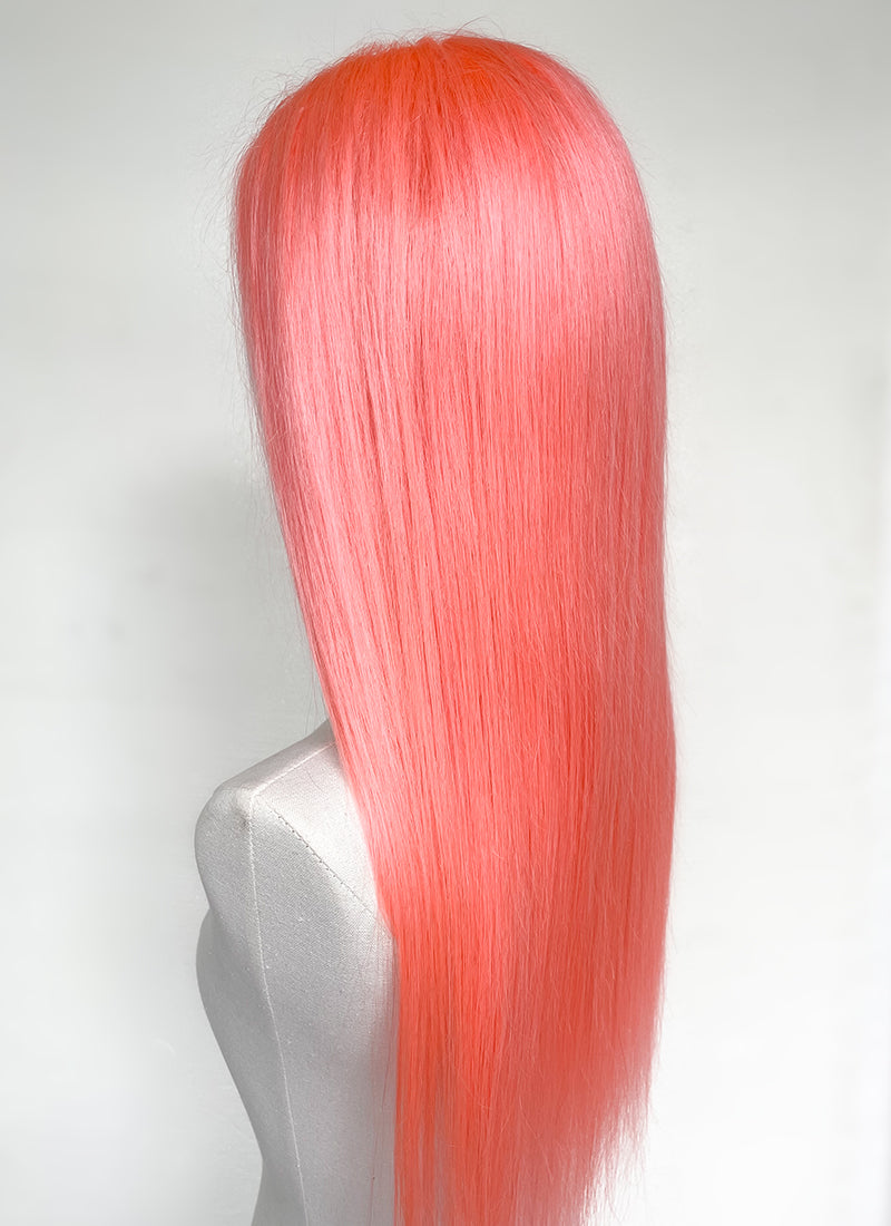 22" Long Straight Pink Lace Front Remy Natural Hair Wig HH200