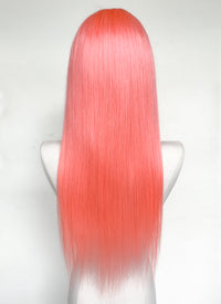 22" Long Straight Pink Lace Front Remy Natural Hair Wig HH200