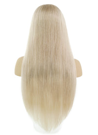 26" Long Straight Blonde With Black Roots Lace Front Remy Natural Hair Wig HH040 - wifhair