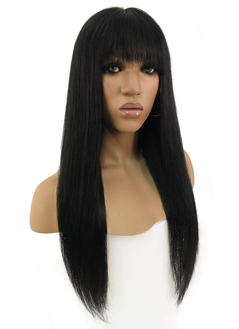 14" Long Straight Jet Black Full Lace Remy Natural Hair Wig HH111 - wifhair