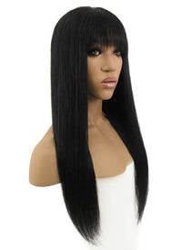 14" Long Straight Jet Black Full Lace Remy Natural Hair Wig HH111 - wifhair