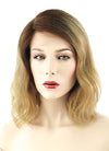 12" Medium Wavy Bob Light Blonde With Brown Roots Lace Front Remy Natural Hair Wig HH067 - wifhair