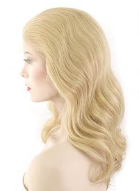 16" Long Wavy Honey Blonde Lace Front Remy Natural Hair Wig HH086