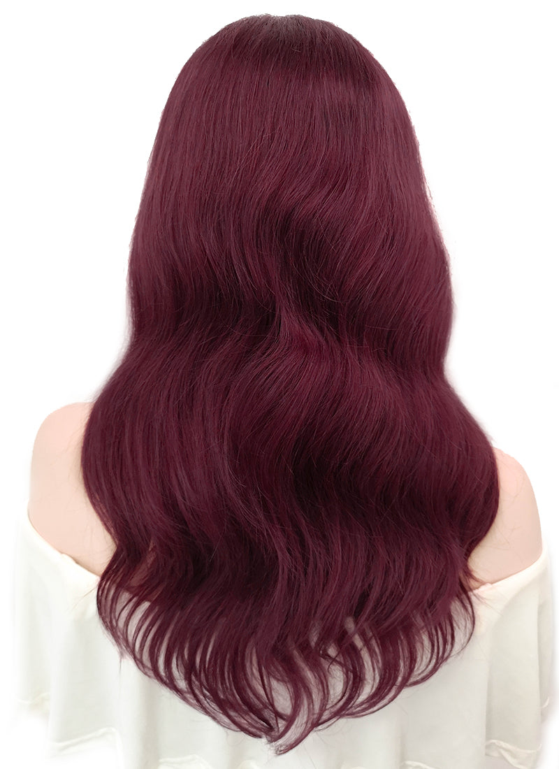 16" Long Wavy Burgundy Lace Front Remy Natural Hair Wig HH149 - wifhair