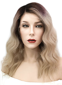 16" Long Body Wave Blonde With Dark Roots Lace Front Virgin Natural Hair Wig HH150 - wifhair