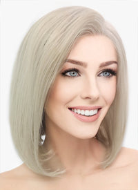 12" Medium Straight Classic Bob Ash Blonde Lace Front Remy Natural Hair Wig HH151