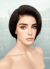 8" Short Straight Bob Off Black Pixie Lace Front Remy Natural Hair Wig HP010