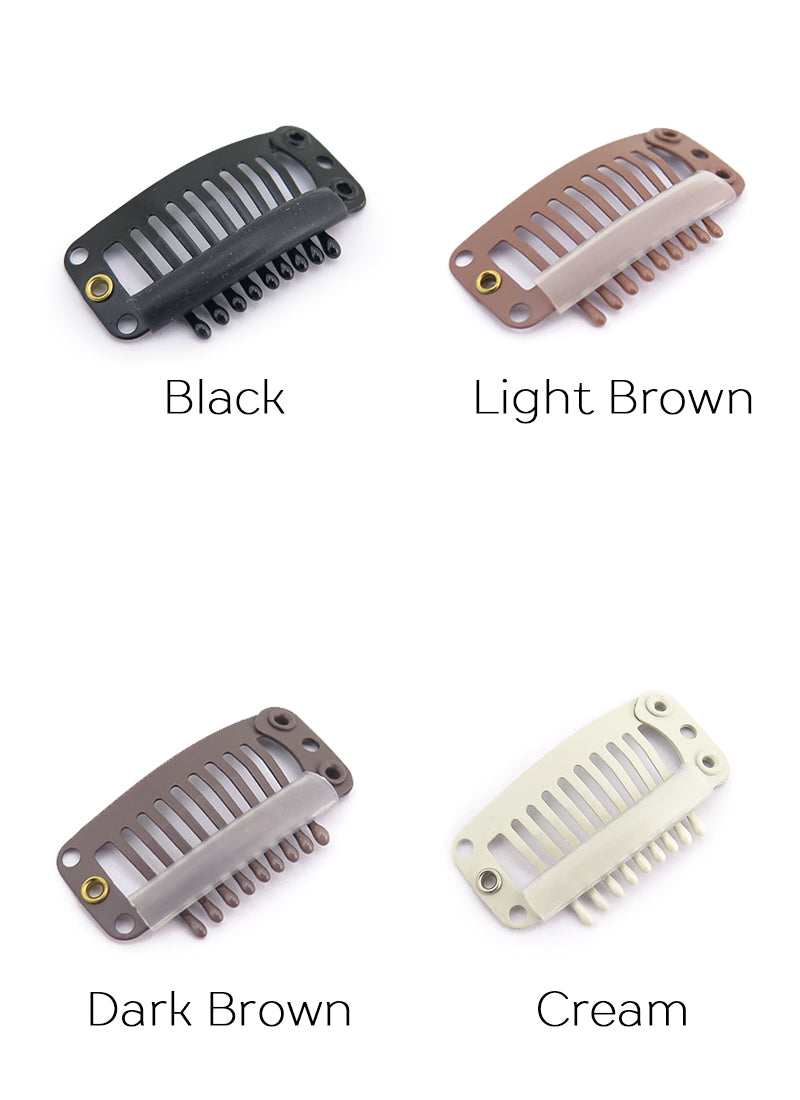 Black / Light Brown / Dark Brown / Cream 9 Teeth Snap Clips - wifhair